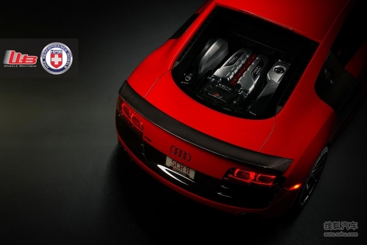 【夜色下的血红色猛兽 奥迪R8改装HRE轮毂!(