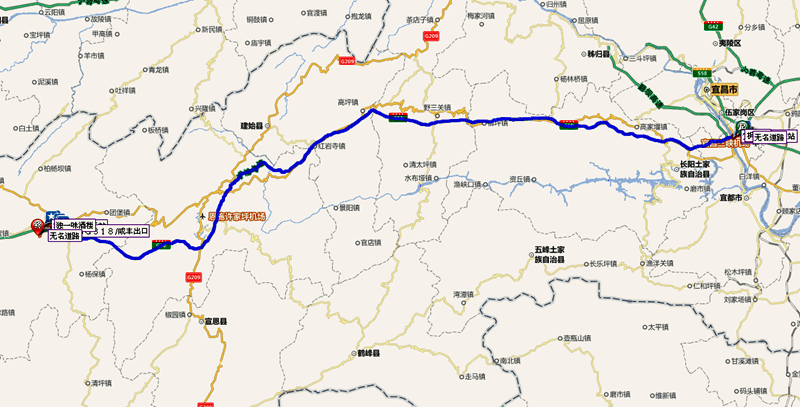 高速公路沿途经过宜昌市所属的宜都市长阳县恩施州所属的巴东县图片