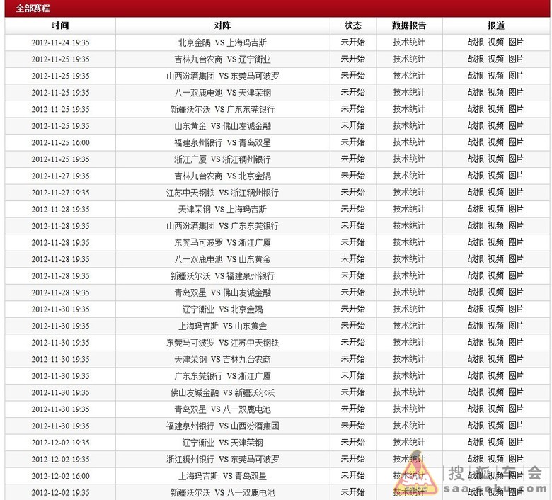 2012-2013年度CBA联赛完全赛程 - 北京国安球